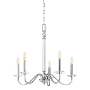 Versailles 5-Light Chrome with Clear Glass Accents Chandelier
