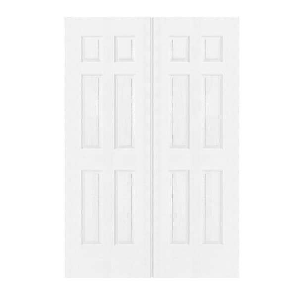 48 in. x 80 in. 6 Panel, Hollow Core, Composite, White Primed, Pre-Finished Door Panel Interior Door Slab Without Hinges
