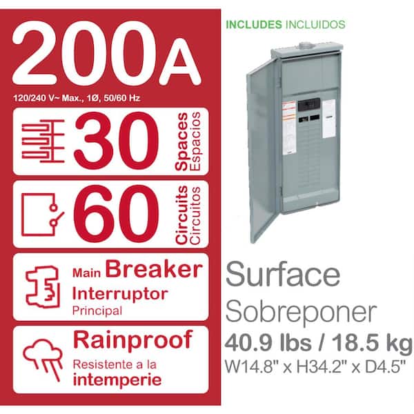 Homeline 200 Amp 30-Space 60-Circuit Outdoor Main Breaker Plug-On Neutral Load Center - Value Pack