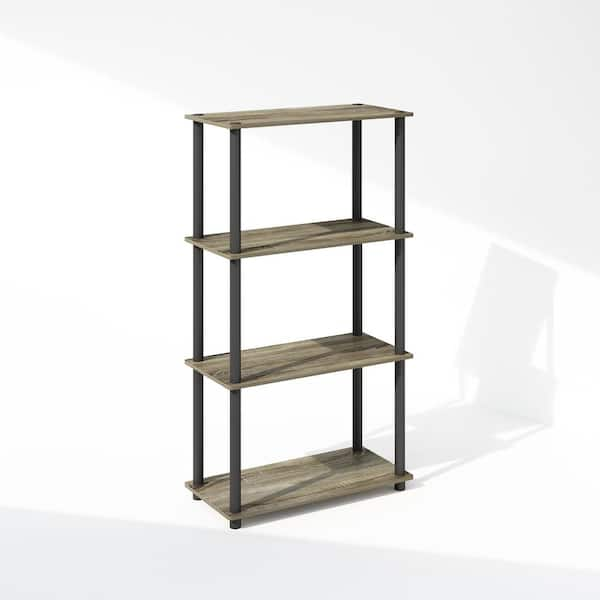 Furinno Turn-N-Tube 43.25 in. Tall French Oak/Black Wood 4-Shelf Bookcase