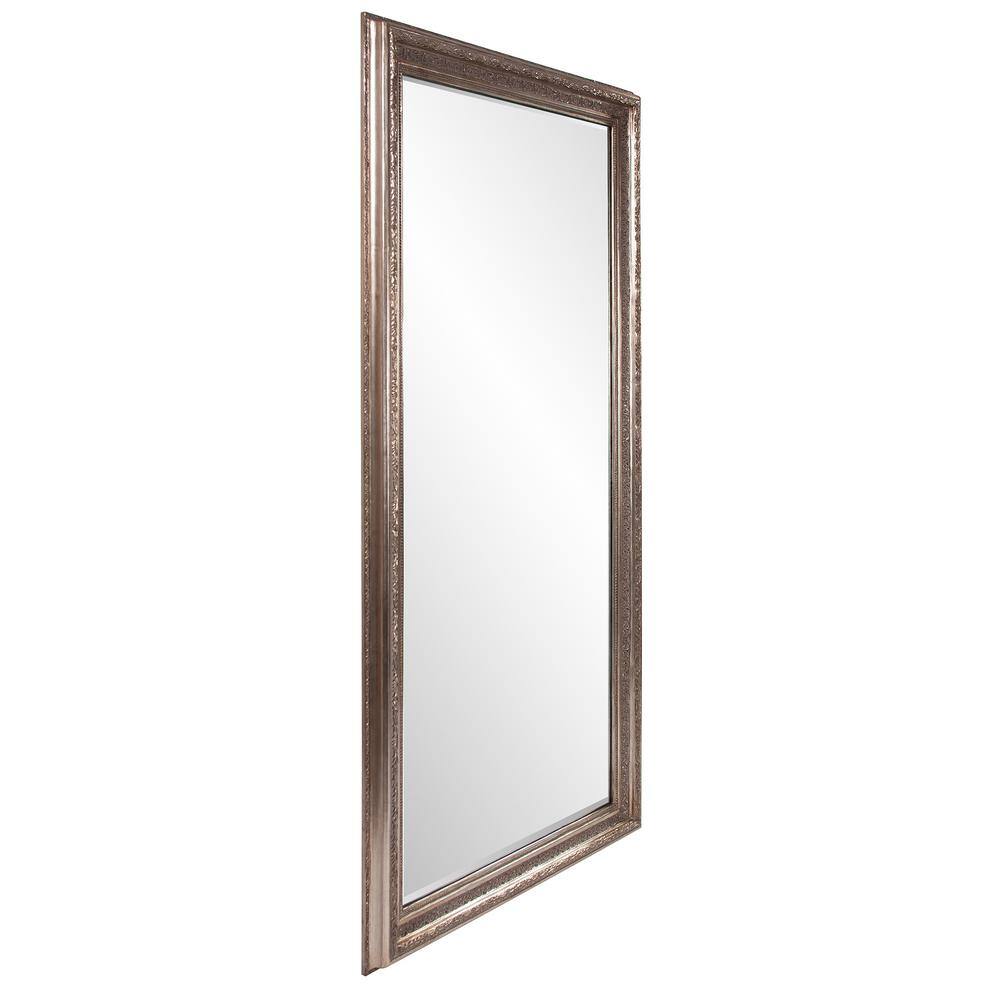 Nancy Oversized Champagne Silver Leaf Rectangular Wood Floor Mirror