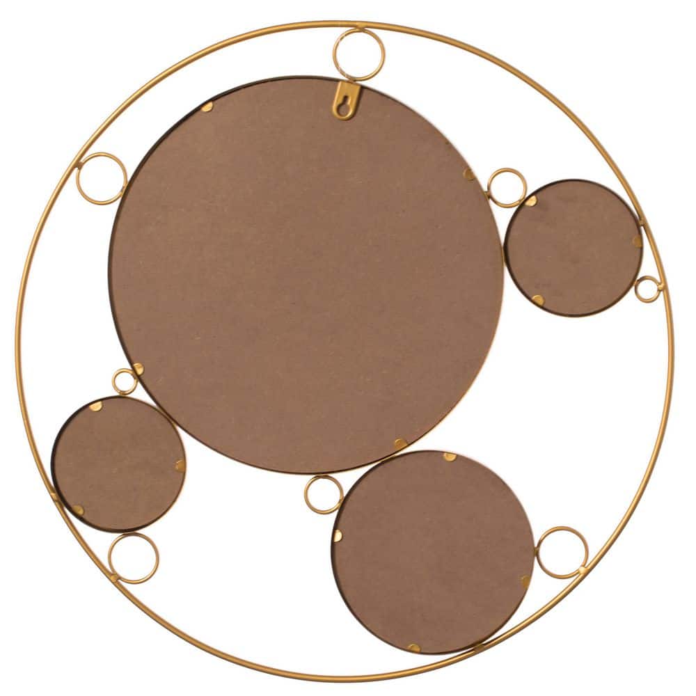Gold Round Metal Frame Wall Mirror with Glass Balls