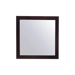 Nova 28 in. W x 28 in. H Square Wood Framed Wall Bathroom Vanity Mirror in Brown