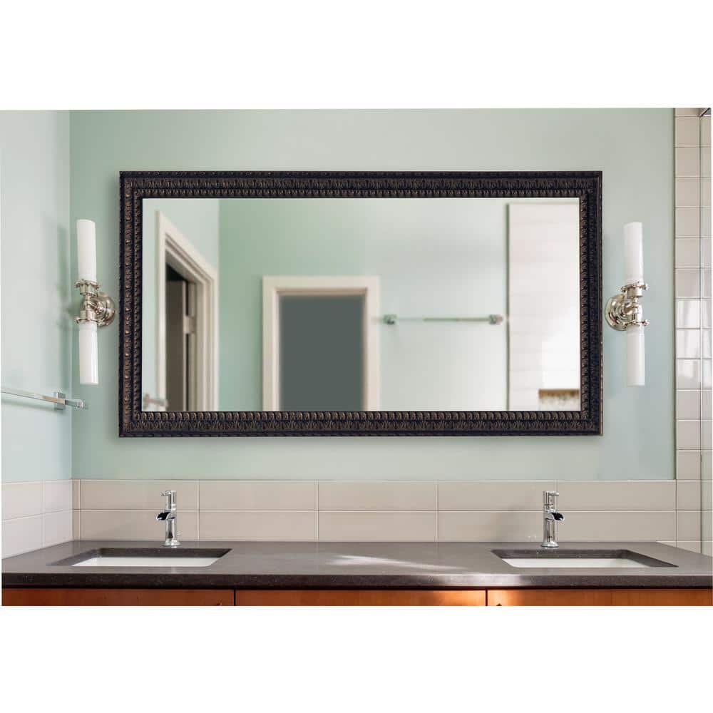 Oversized Rectangle Aged Dark Mahogany Finish Contemporary Mirror (72 ...