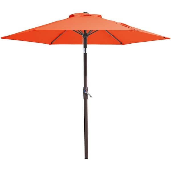 Unbranded 7.5 ft. Iron Market Patio Umbrella in Orange with Push Button Tilt