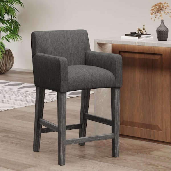 Deville 26 in. Charcoal and Gray Wood Bar Stool