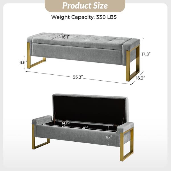 JAYDEN CREATION Alina Modern Upholstered Flip Top Storage