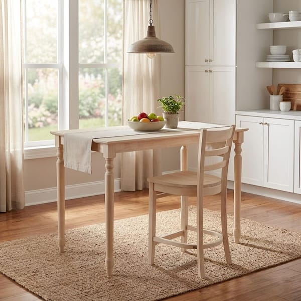 Unfinished Solid Wood Counter Height Table