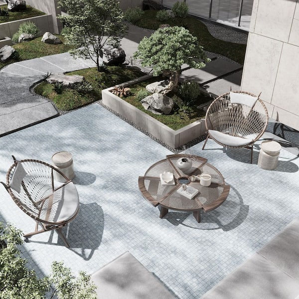 Regalia 12 x 12 in. Smoke Blue Matte Gres Porcelain Uniform Square Mosaic Wall and Floor Tile (5.82 sq. ft./case 6-Pack)