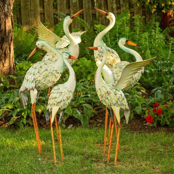 Zaer Ltd. International Iron Heron Garden Statues (Set of 6