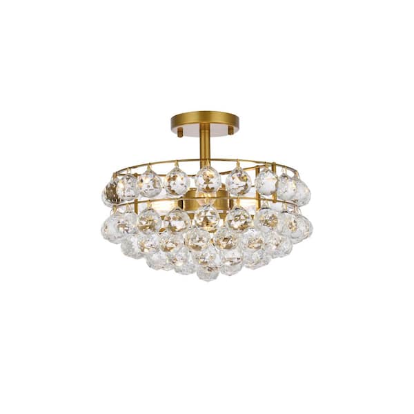 Unbranded Timless Home 14 in. 3-Light Contemporary Brass Flush Mount with No Bulbs Included
