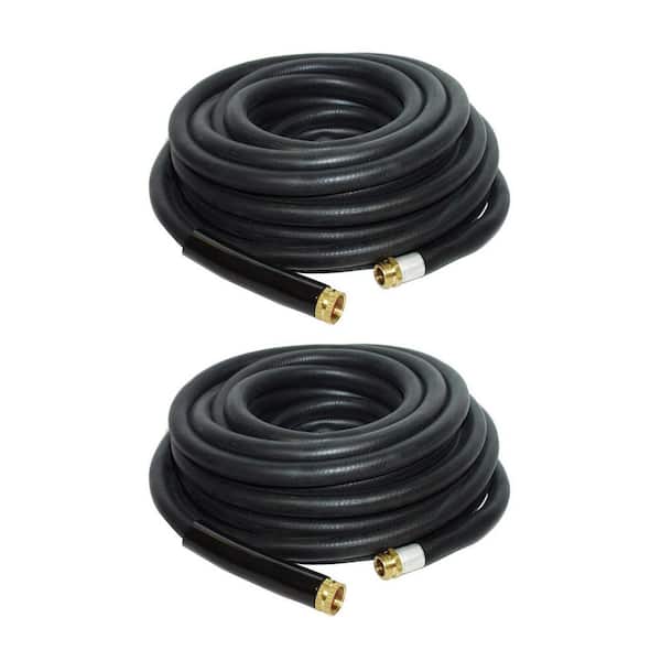 Apache 0.75 in. Dia x 50 ft. Industrial Rubber Garden Water Hoses with Brass Fittings (2-Pack)
