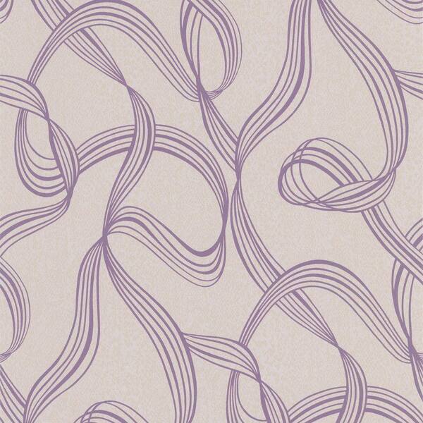Decorline Aria Purple Ribbon Swirl Wallpaper