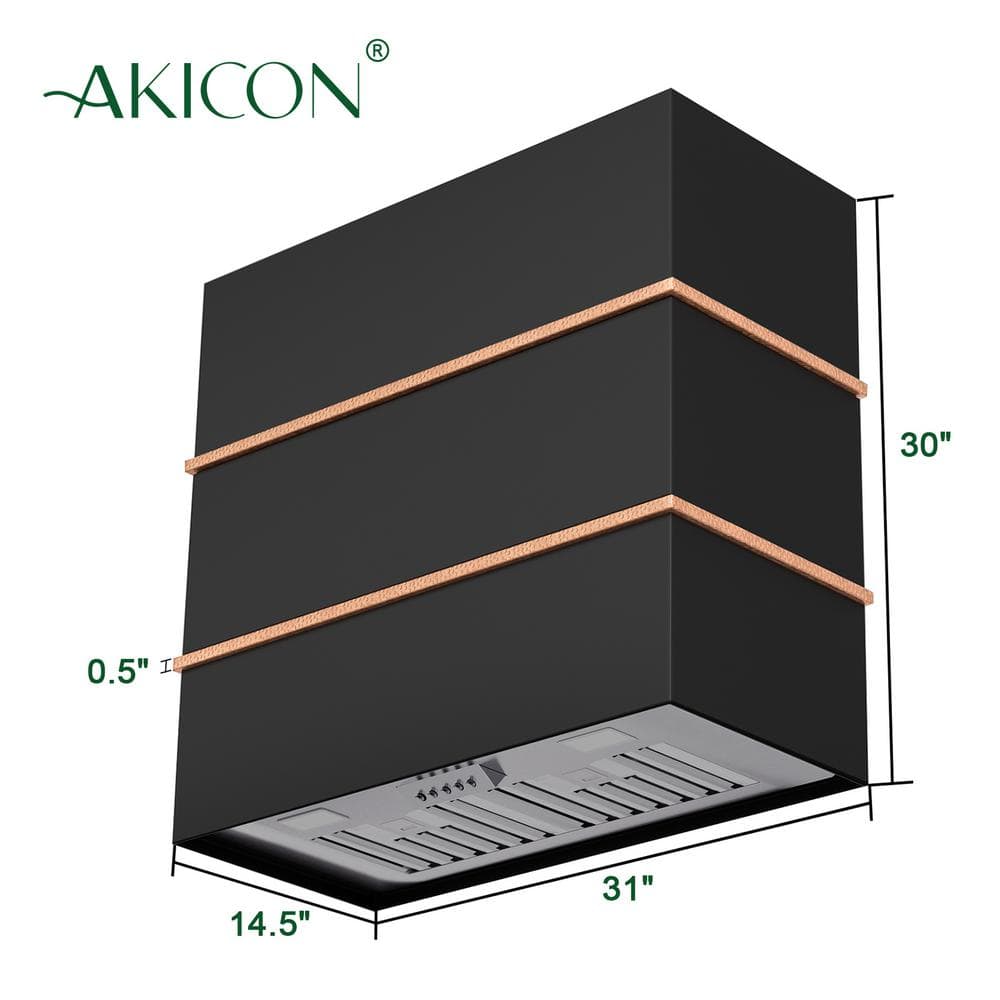 Akicon 30'' Stainless Steel and Copper Wall Mount Range Hood