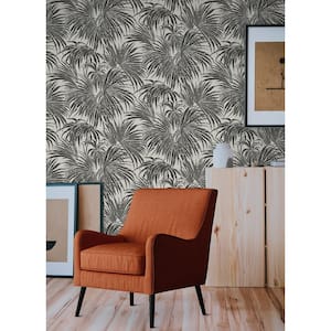 Black & White Cassava Palm Peel & Stick Wallpaper Sample