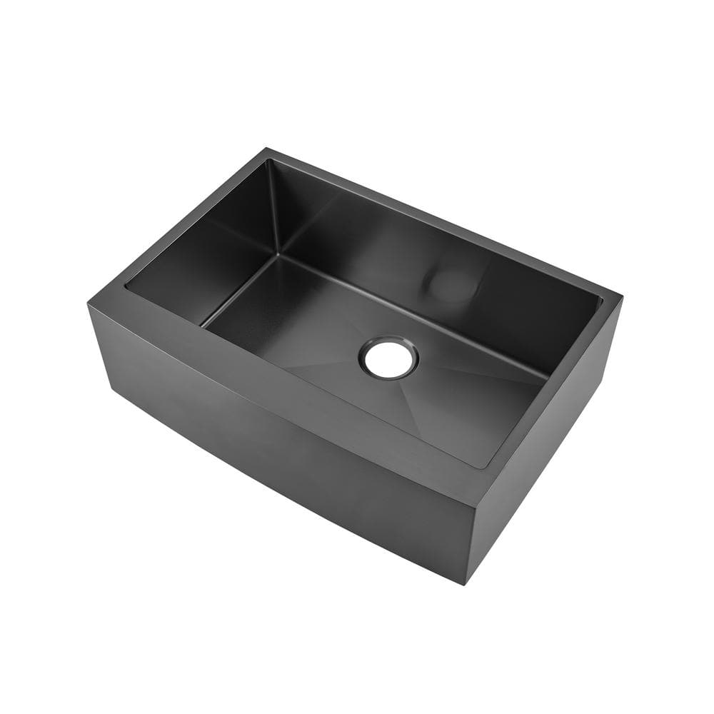 Rivage 30" Black Stainless Steel Farmhouse Kitchen Sink