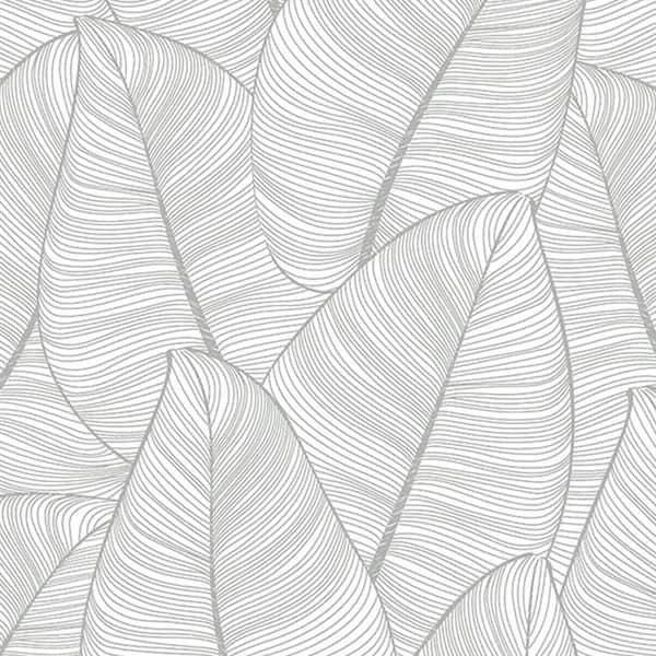 Walls Republic Silver Fine Line Leaves Silver Paper Strippable Roll (Covers 57 sq. ft.)