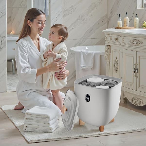 Towel Warmer 25L, Towel Warmer Bucket with 2 Heating Modes, 20-90 Min Auto Shut Off, LED Display, Gray Single