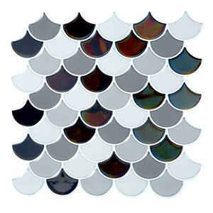 10.2 in. x 10.2 in. Scallop Greys PVC Peel and Stick Tile (2.75 sq. ft./4-Pack)