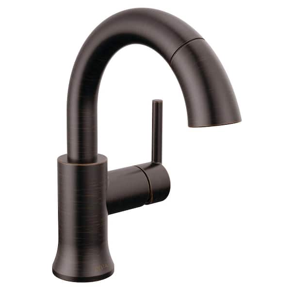 Delta Trinsic Single Handle High Arc Single Hole Bathroom Faucet with Pull-Down Spout in Venetian Bronze