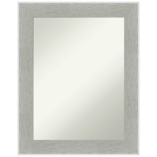 Amanti Art Glam Linen Grey 23 in. H x 29 in. W Framed Non-Beveled Bathroom Vanity Mirror in Gray, Silver