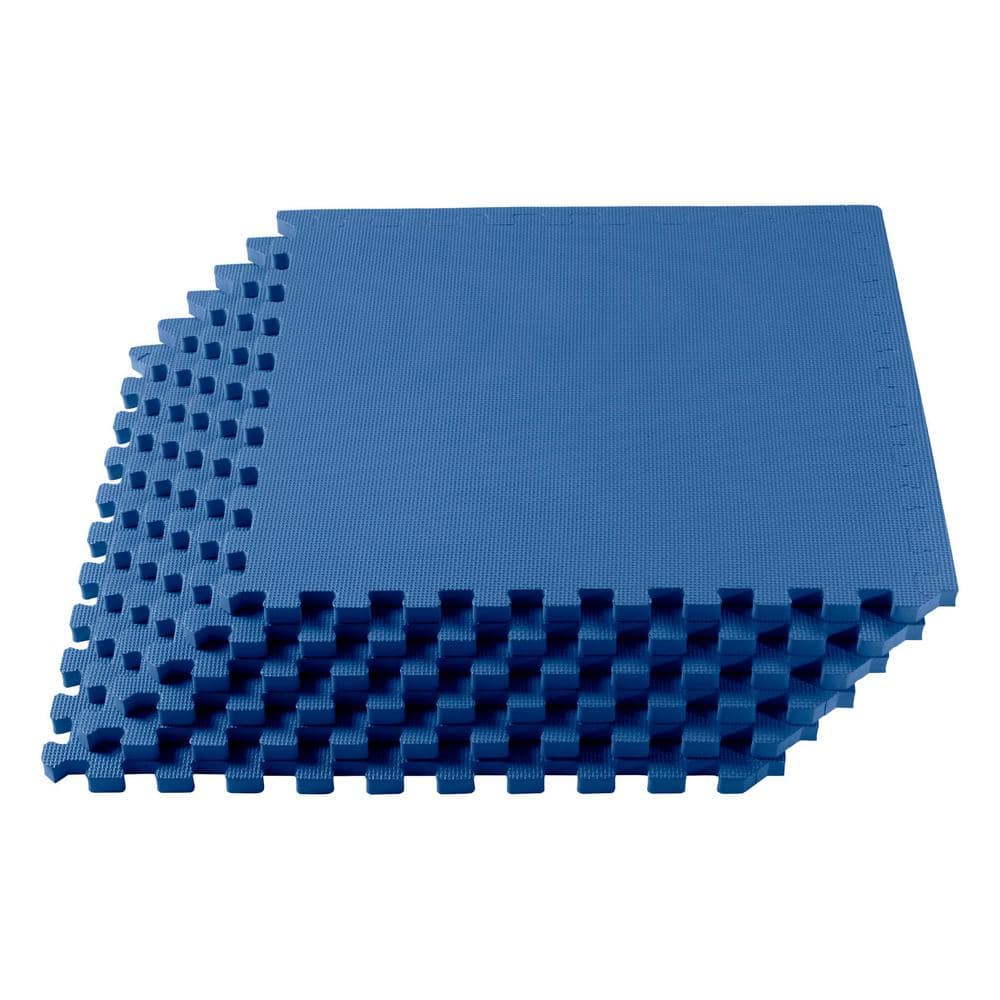 Blue 24" Interlocking EVA Foam Gym Floor Tiles, 3/4" Thick