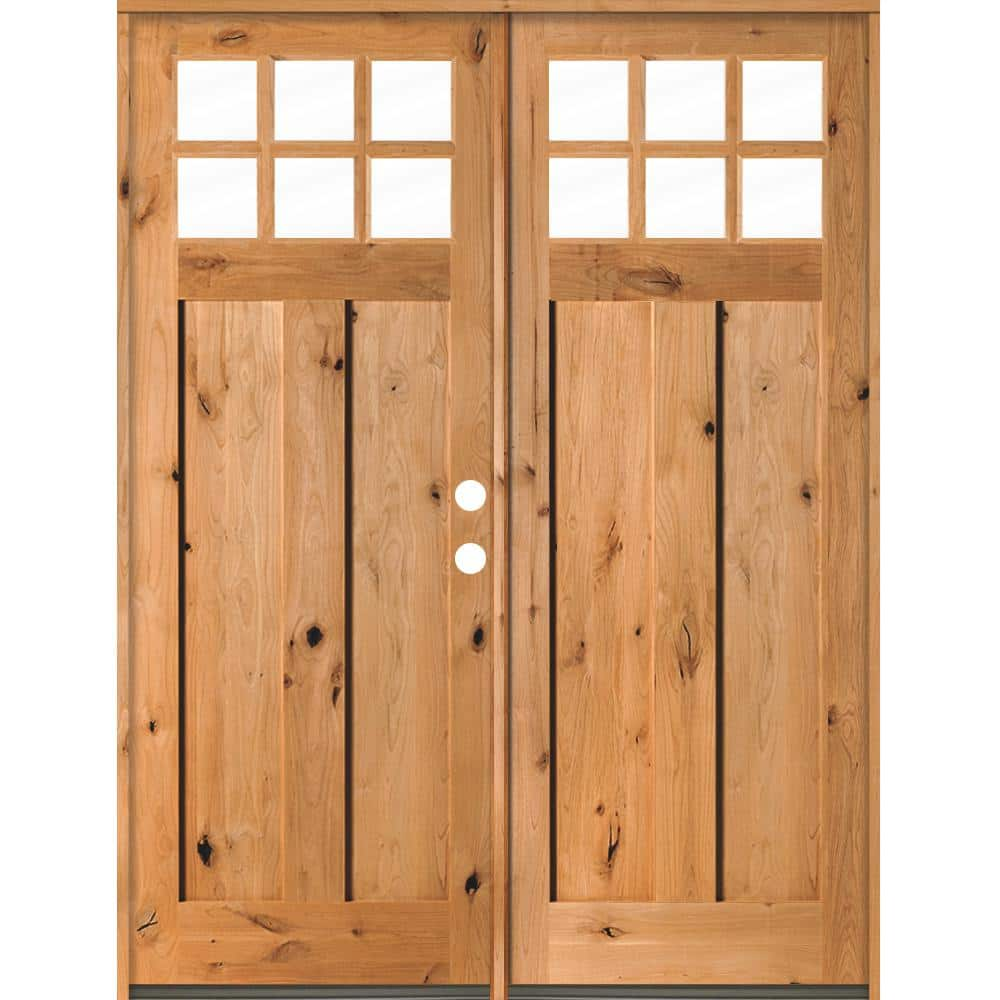 Krosswood Doors 64 in. x 96 in. Craftsman Knotty Alder Left-Hand ...