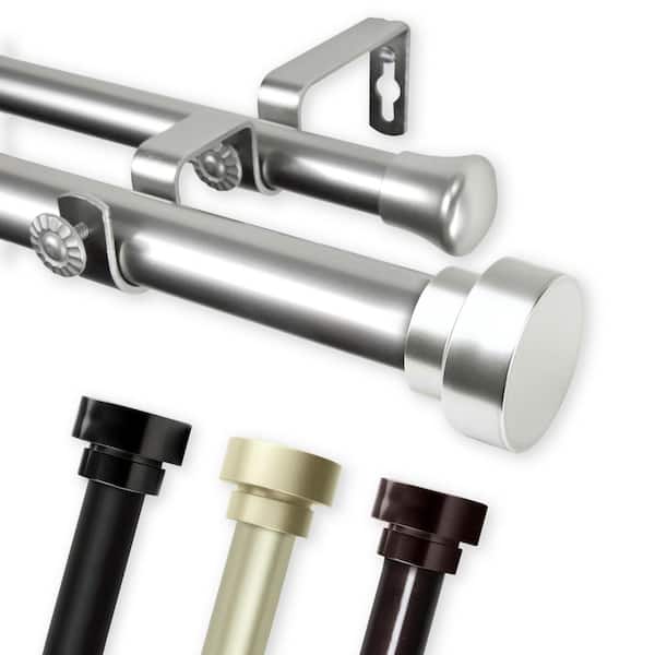 Rod Desyne Bonnet 66 in. - 120 in. Double Curtain Rod in Light Gold with Finial