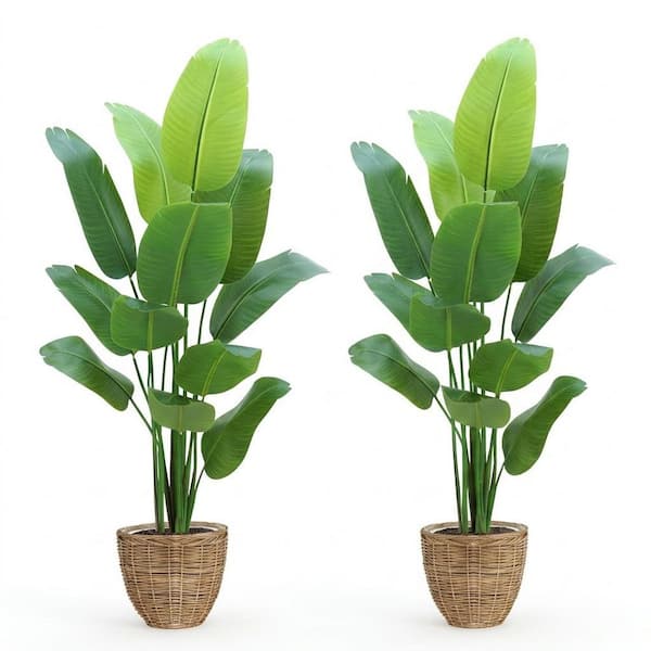 Afoxsos 20 in. 6 ft Artificial Bird of Paradise Plant Faux Green