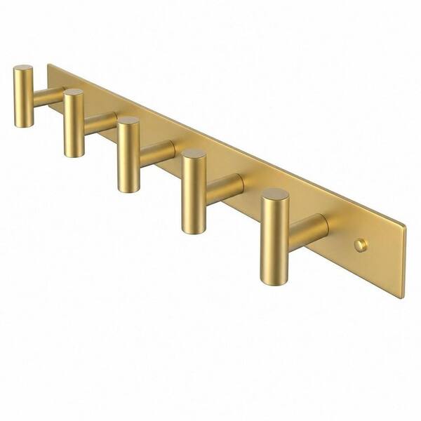 Wudkey 5 Hooks Towel Racks in Gold, Wall Mount Bathroom Hanger