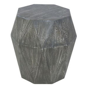 Ashton 16 in. Rustic Gray Octagonal Mango Wood Side End Table with Faceted and Chiseled Edges