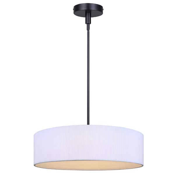 CANARM CARMYNN 1-Light Black Contemporary Chandelier with Integrated LED for Dining Rooms and Living Rooms