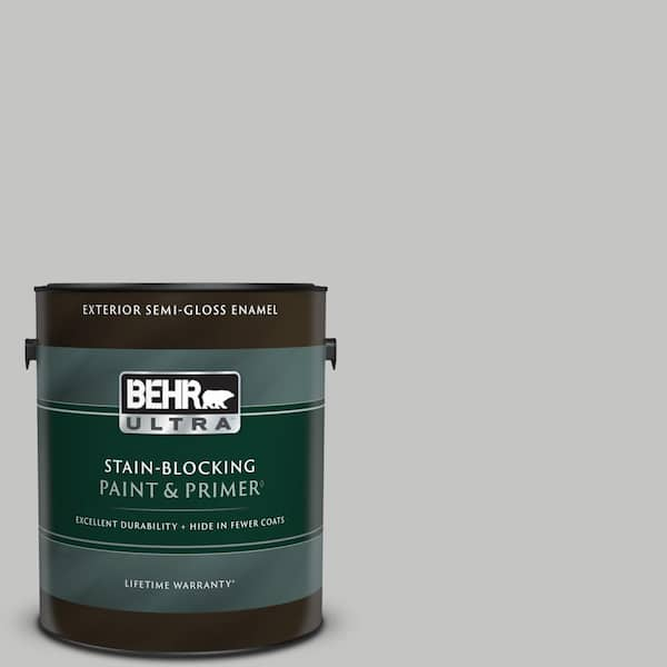 BEHR ULTRA 1 gal. #N520-2 Silver Bullet Semi-Gloss Enamel Exterior Paint & Primer