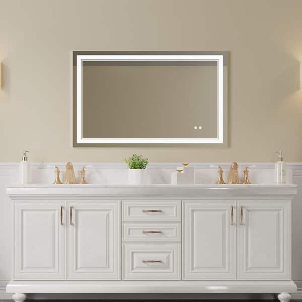 Miscool Anky 48 in. W x 30 in. H Rectangular Frameless Tempered Glass LED Wall Mount Bathroom Vanity Mirror, Makeup Mirror