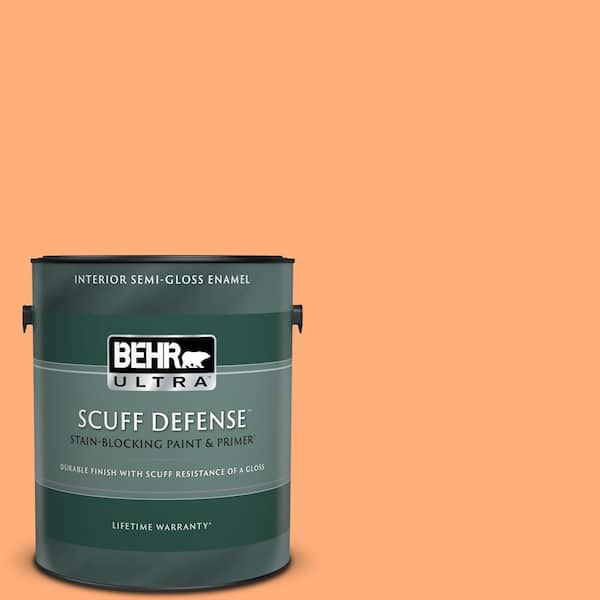 BEHR ULTRA 1 gal. #260B-5 Cantaloupe Slice Extra Durable Semi-Gloss Enamel Interior Paint & Primer