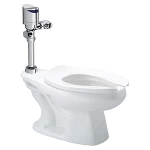 Elongated Floor Mounted Toilet Bowl Only System with 1.1 GPF Battery Powered Flush Valve in White