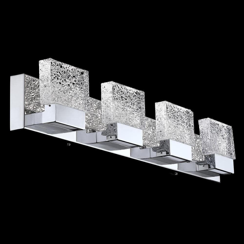 32.25" Stainless Steel LED Vanity Light with Glass Shade