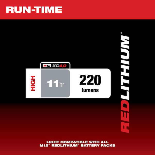 M12 12-Volt Lithium-Ion Cordless 220 Lumens LED Stick Light with (1) 2.0 Ah Battery and Charger