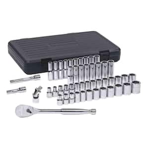 1/2 in. Drive 12-Point Standard & Deep SAE/Metric 90-Tooth Ratchet and Socket Mechanics Tool Set (49-Piece)