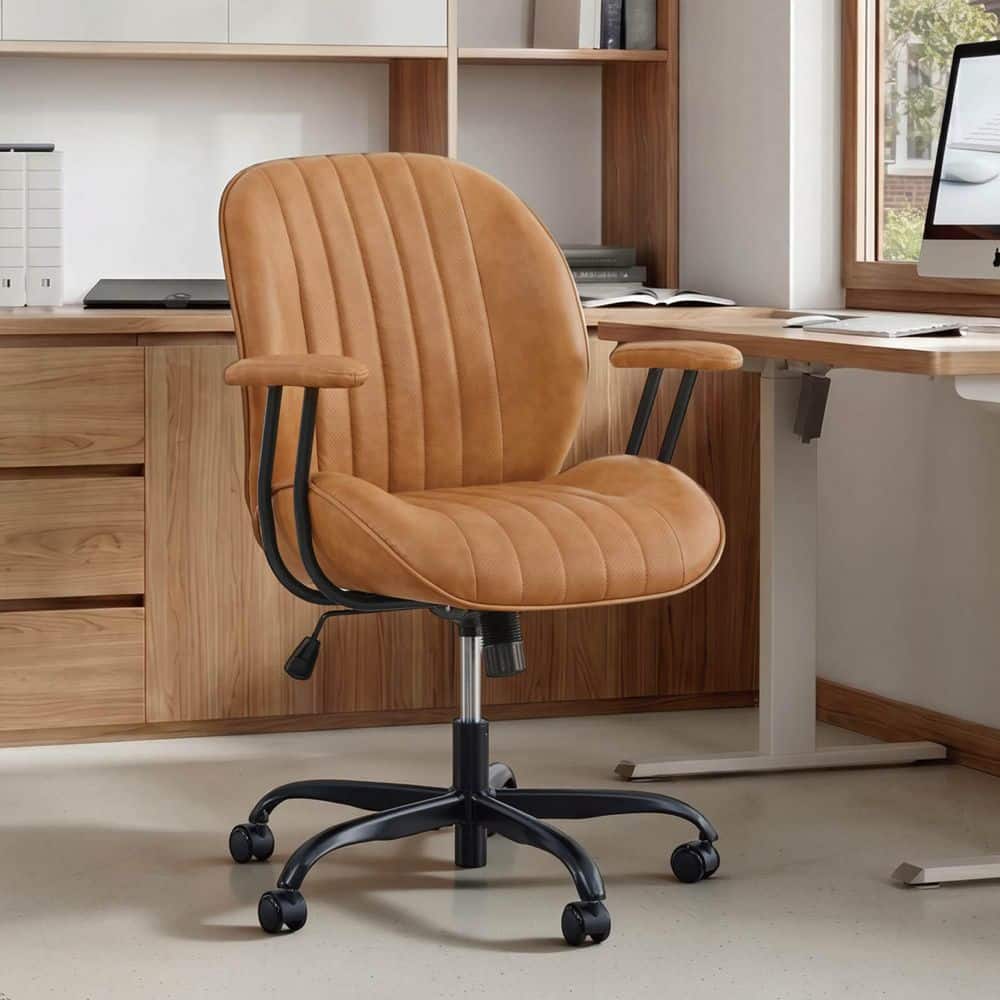 Springy Work Chair Spruce & Spring Tilo Faux Leather Swivel Tilt Ergonomic Task Chair in ...
