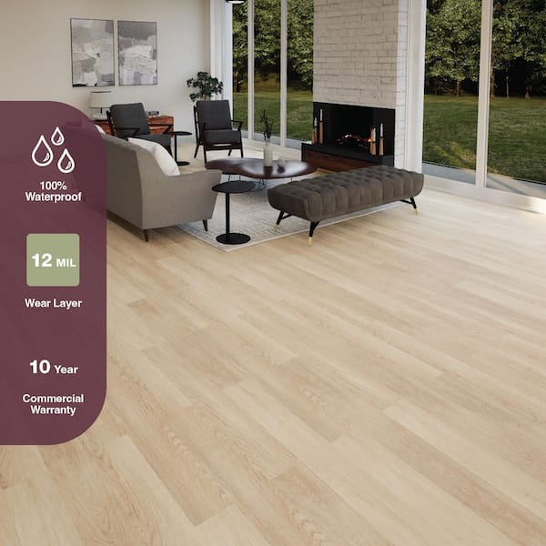 Crater Lake Oak 12 MIL x 7.1 in. W x 48 in. L Click Lock Waterproof Luxury Vinyl Plank Flooring (23.4 sq. ft./case)