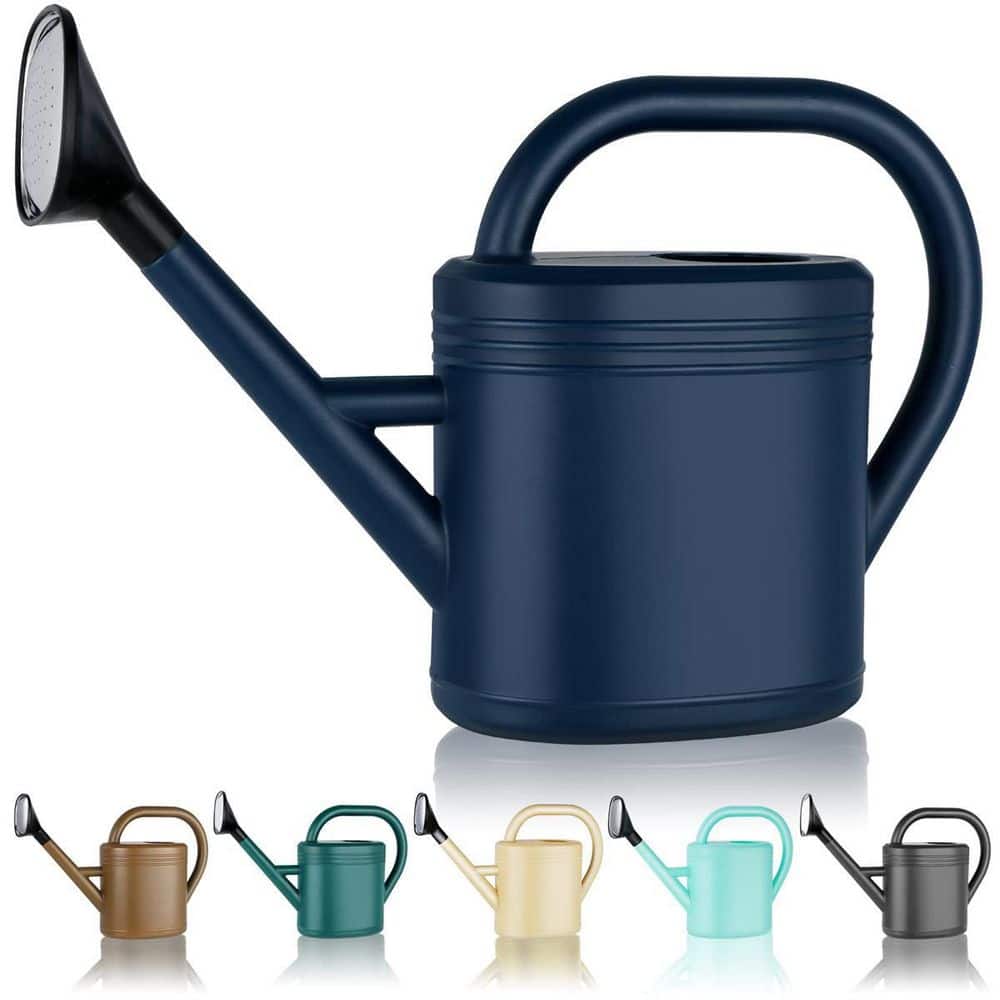 Blue 1 Gal. Garden Watering Cans Large Long Spout with Sprinkler Head