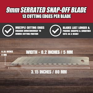 9 mm Serrated Snap Blades (5-Pack)