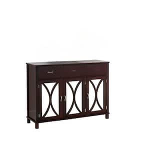 SignatureHome Rectangle shape Espresso Odilon 3-Door Accent Buffet Cabinet Top Wood Console Table Dimensions:43Wx13Lx31H