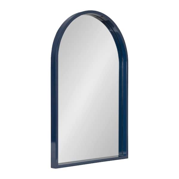 Travis Navy Blue 20 in. W x 30 in. H Arch MDF Wall Mirror