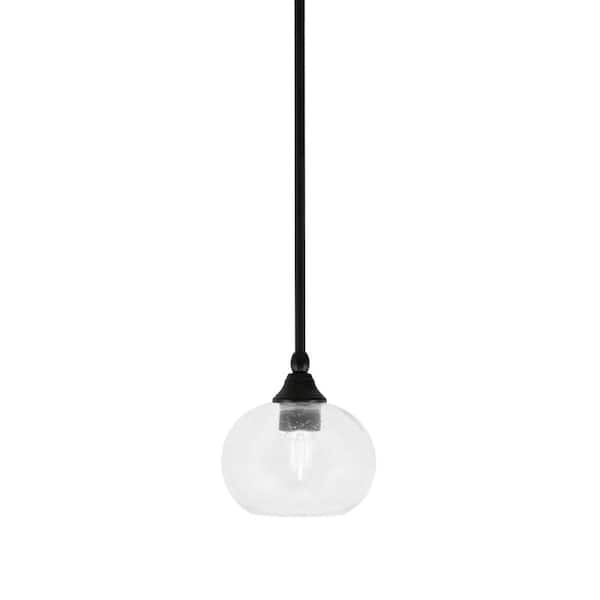 Unbranded Sparta 100-Watt 1-Light Matte Black Shaded Pendant Light Mini Pendant with Clear Bubble Glass, No Bulb included