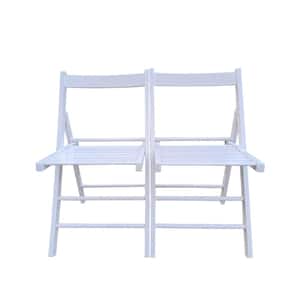 White Folding Wood Outdoor Dining Chair (Set of 2)