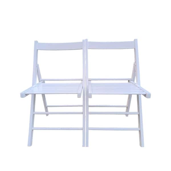 Angel Sar White Folding Wood Outdoor Dining Chair (Set of 2)