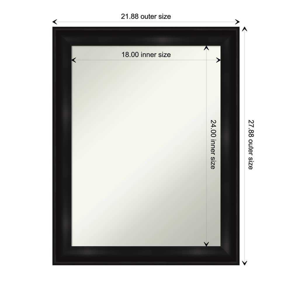 Grand Black Narrow 22" x 28" Non-Beveled Bathroom Vanity Mirror