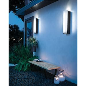 Dahlia 25 in. 2-Light Architectural Bronze Outdoor Hardwired Wall Lantern Sconce with Integrated LED (1-Pack)